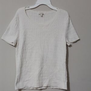 Talbots White All Cotton  Short Sleeves Blouse. Size LP. Like New.